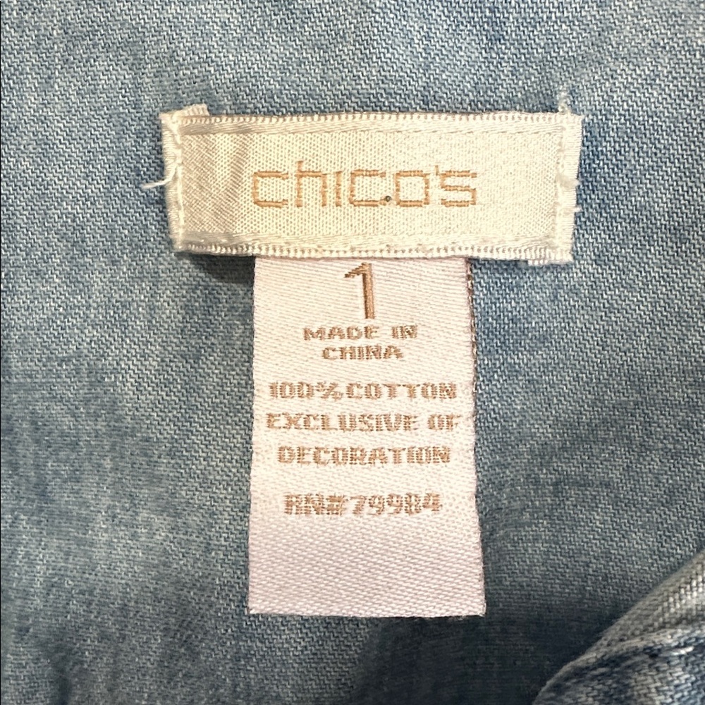 Chico's Denim-Style Button Down with Studs - Picture 4 of 8